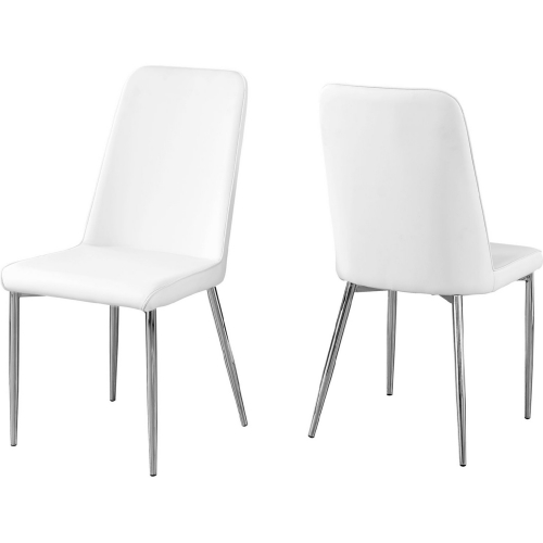 Dining Chair in White Leatherette on Chrome (Set of 2)